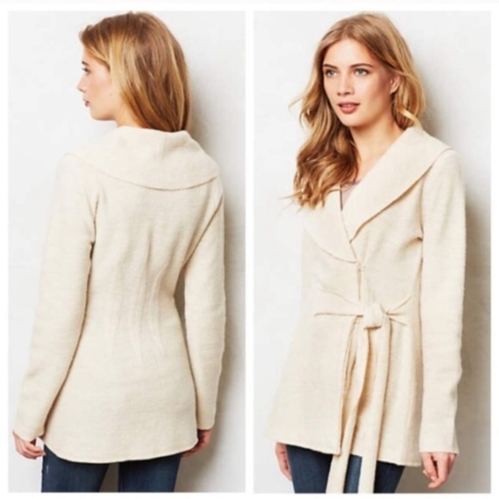 ROSIE NEIRA boiled wool sweater coat belted jacket